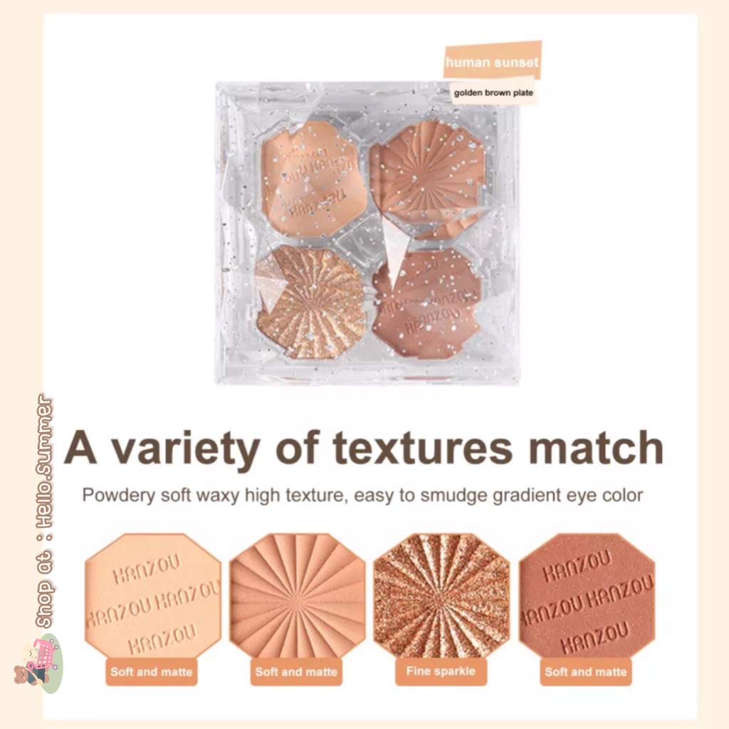 𝐄𝐘𝐄𝐒𝐇𝐀𝐃𝐎𝐖 - [FREE BRUSH] Mini Objet Eyeshadow Palette 4 Color Matte Shimmery Glitter Easy to Blend Pigmented 4gr