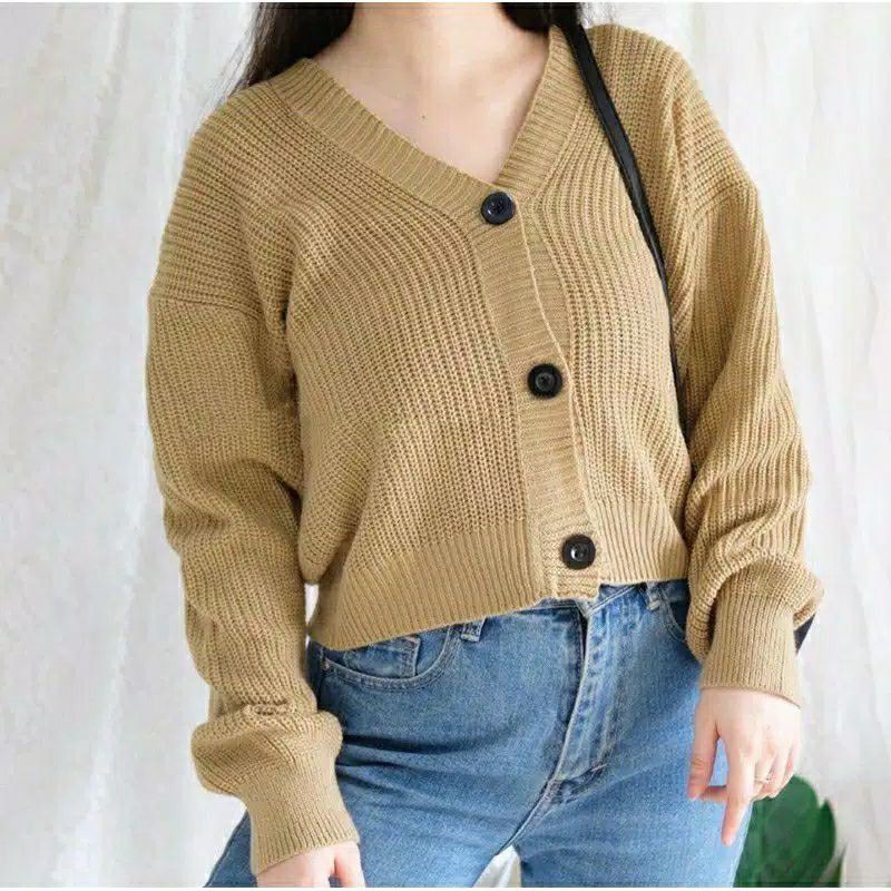 CARDIGAN CROP 7GET RAJUT TEBAL LENGAN PANJANG RICHI.STORE-1