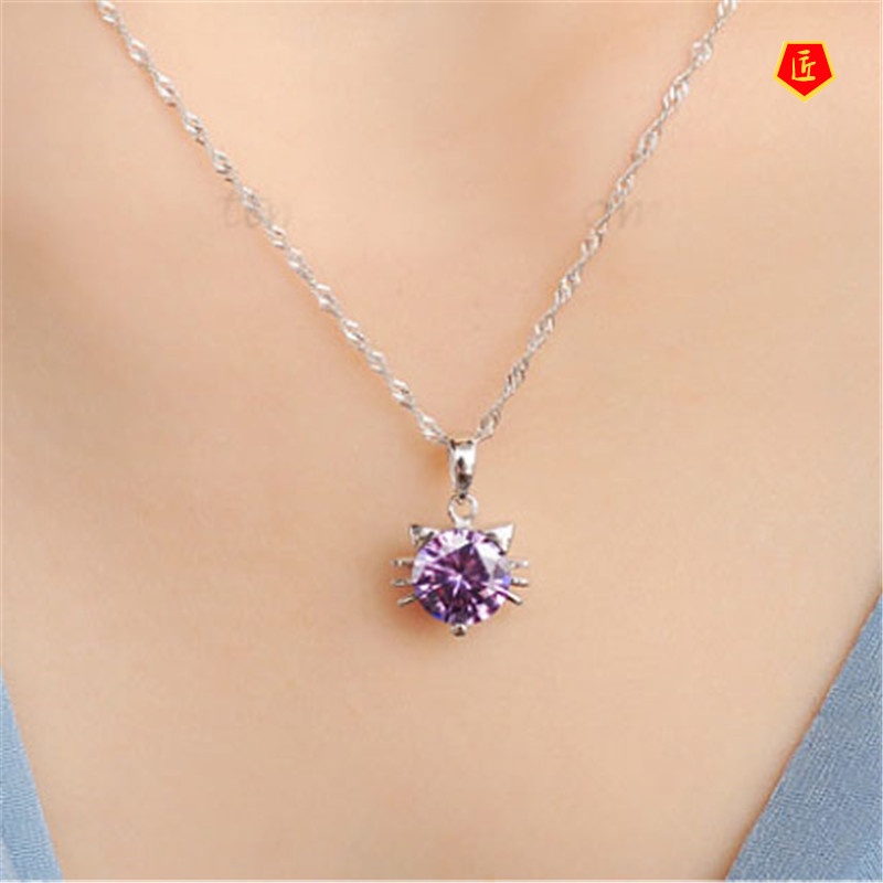 [Ready Stock]Cat Genie Silver Necklace Female Korean Cute Style