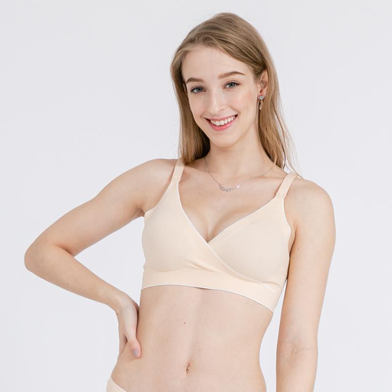 Bra Menyusui & Hamil | MOOIMOM Comfort Crossover Maternity & Nursing Bra-Nude