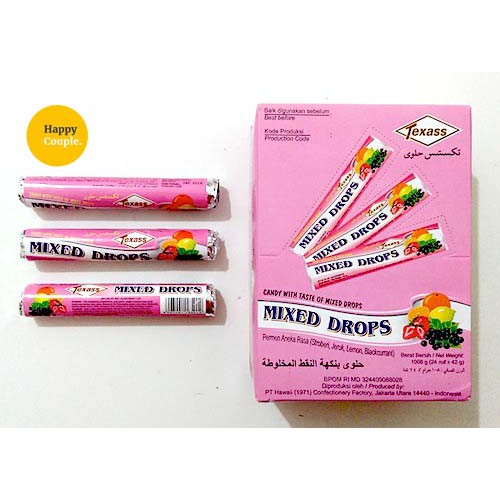 Permen Jadul Texas Mixed Drops per 3 Roll / Candy / Kembang Gula Aneka Rasa Buah