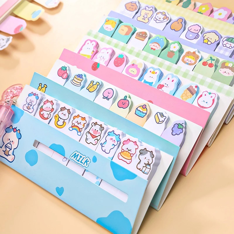 120 Lembar Sticky Note Motif Kartun Hewan Untuk Pembatas Buku