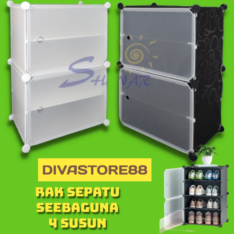 RAK SEPATU PORTABLE / RAK ANTI DEBU /anti rayap RAK 4 SUSUN SHOES RACK SERBAGUNA RAK TM / RAK SEPATU TM