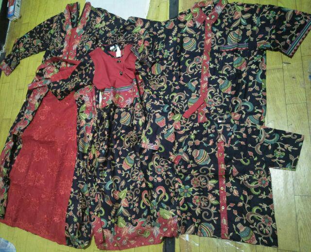Sarimbit Family Batik Couple Keluarga Seragam Anak Dress Kd Gentong Hitam Grosir Batik Solo