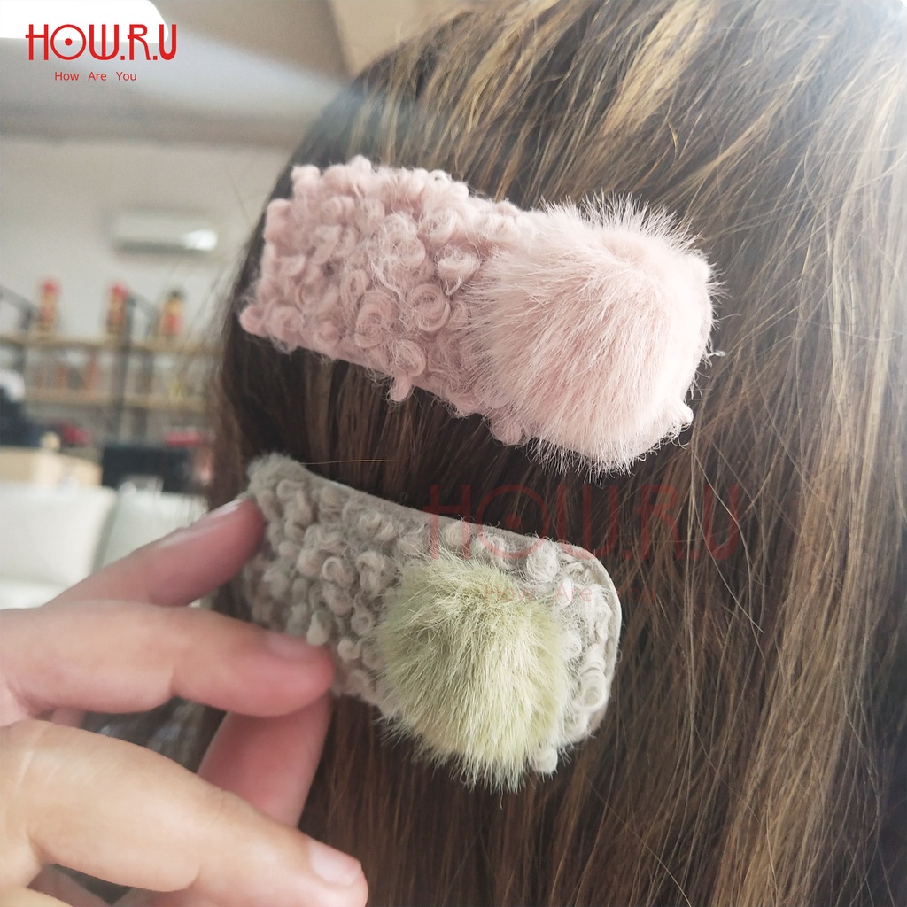 HOW.R.U | 7cm - Jepit / Klip / Hair Clip Rambut Furry Korean Style