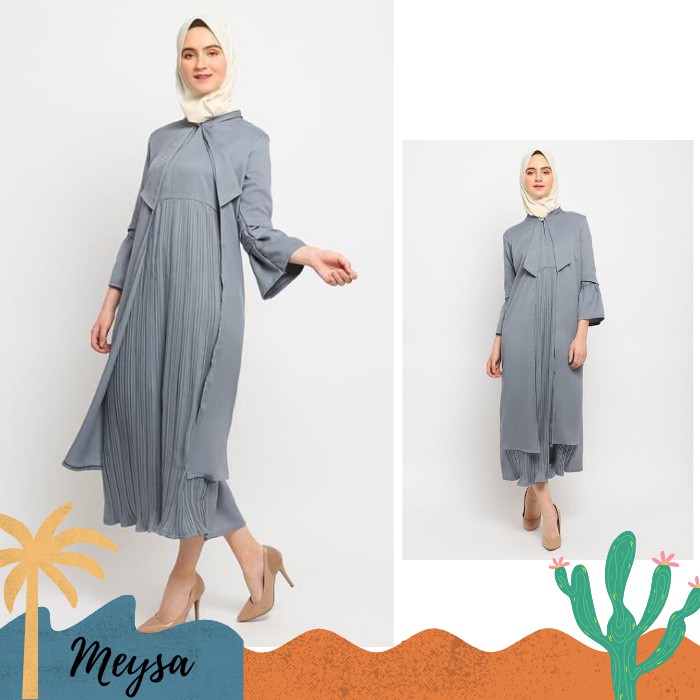 LUVENA MK08 GAMIS REMAJA WANITA DRESS MUSLIMAH FASHION MUSLIM BAJU PESTA PLISKET CASUAL MAXI SYAR'I