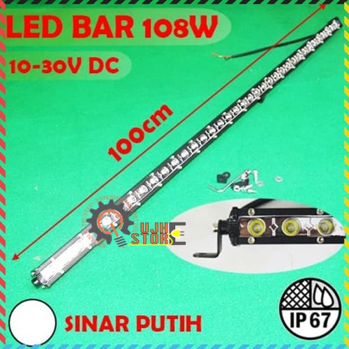 LED BAR 108W PUTIH 39 Inch 100 Cm Single Row Fokus 12V 24V Lampu Sorot Spotlight Offroad