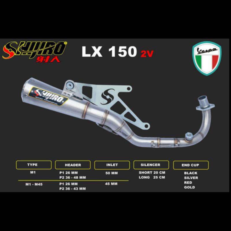 Knalpot Vespa LX 150 2V SHIJIRO Racing type M1