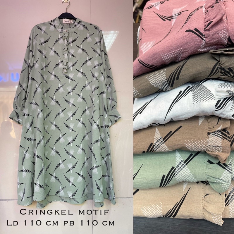 Baju Tunik Dubai Cringkel Motif