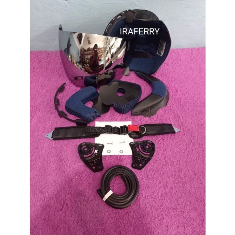 Busa helm ink centro jet satu set komplit dan kaca visor helm ink centro jet warna iridium silver