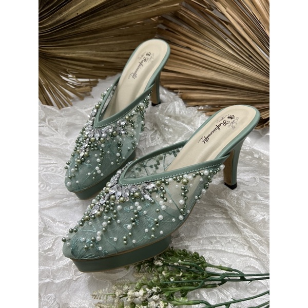 sepatu wanita wedding Yesika diamont 9cm lancip