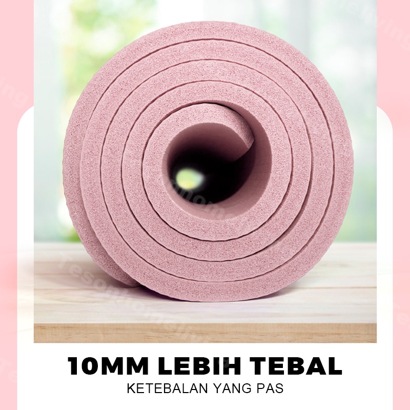 183 CMx 61CM x 1CM Alas Matras Yoga Mat 10 mm Tebal Anti Slip Olahraga Senam Pilates Gym barang jual rugi