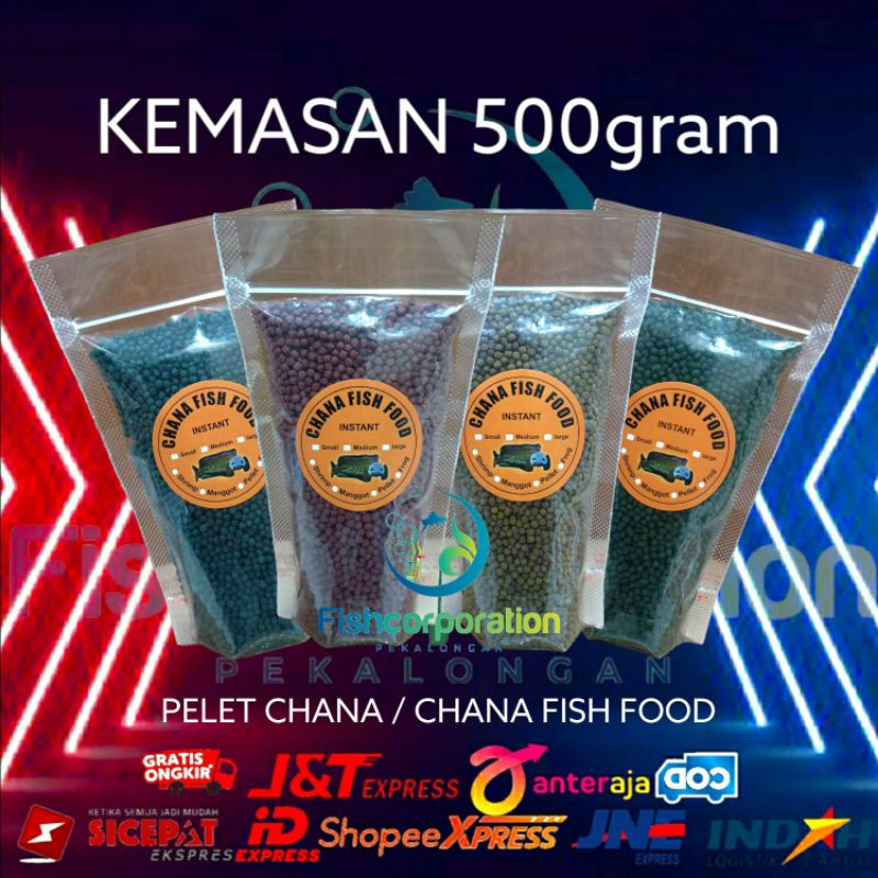 Pelet chana 500gram / pelet channa premium blue yellow red maxi