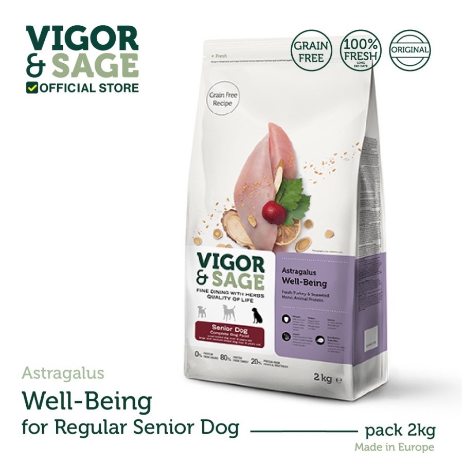 Vigor &amp; Sage Astragalus Well-Being Senior Dog 2kg Vigor Sage Senior