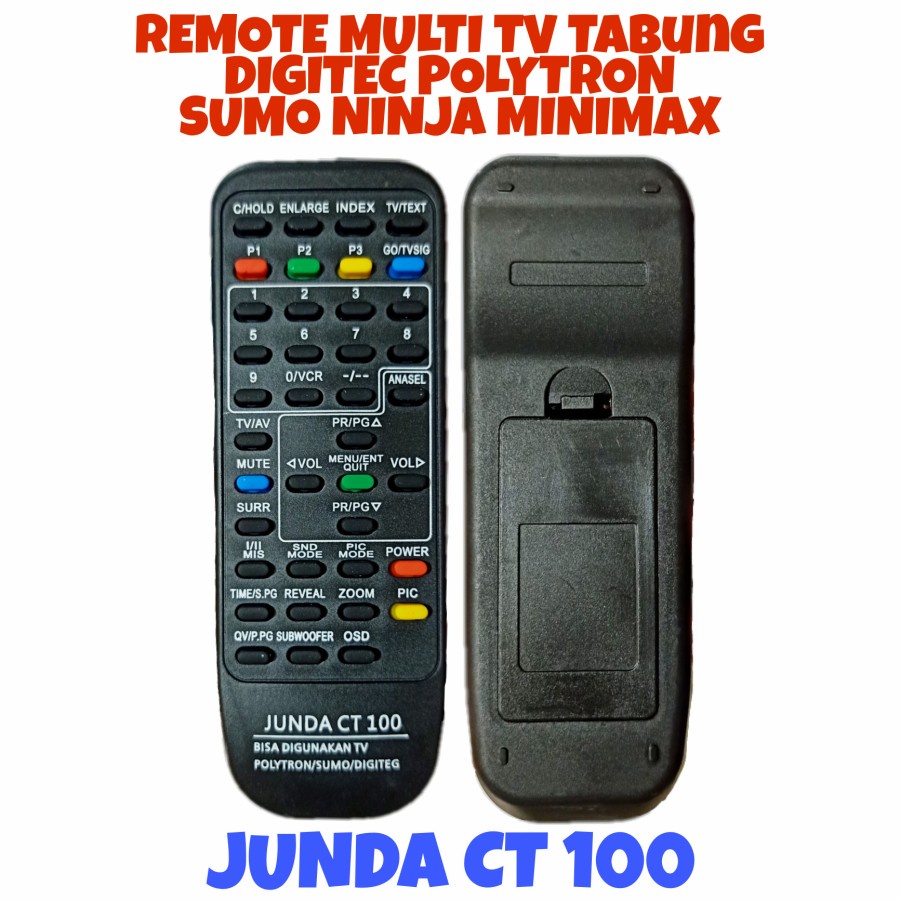 REMOTE TV TABUNG NINJA DIGITEC POLYTRON JUNDA RM-CT100 MULTI FUNGSI TANPA DIPROGRAM