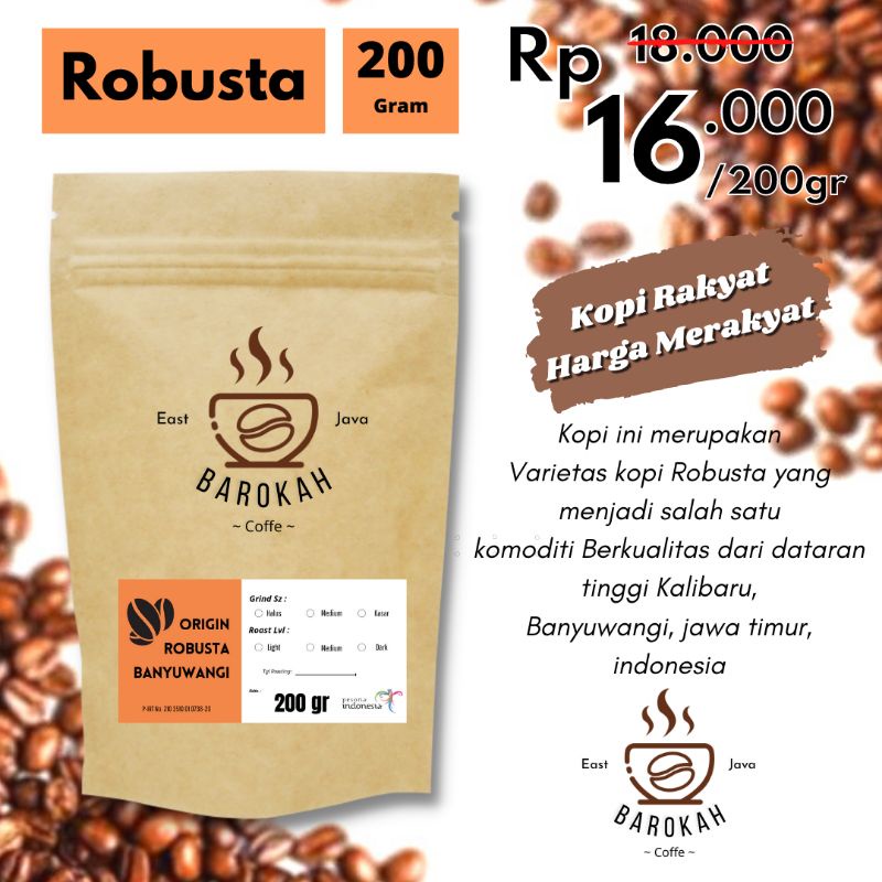 

Kopi Robusta Barokah 200gr