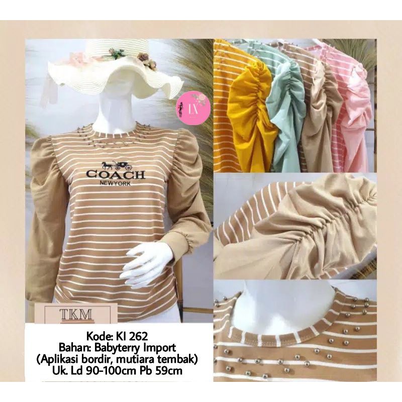 KI 262 / Blouse Salur Coach Lengan Balon