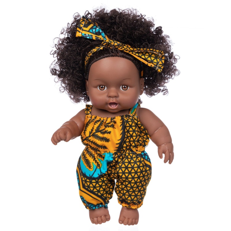 Mary African Mainan Bayi Hitam Dengan Rambut Keriting Kartun Simualsi Natal Untuk Boneka Lucu Mini Anak Laki-Laki Perempuan