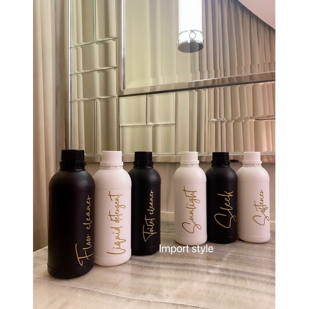 botol LAUNDRY room 500ml GOLD NEW hitam putih . aesthetic bottle refill organizer tempat liquid detergent sabun cair estetik