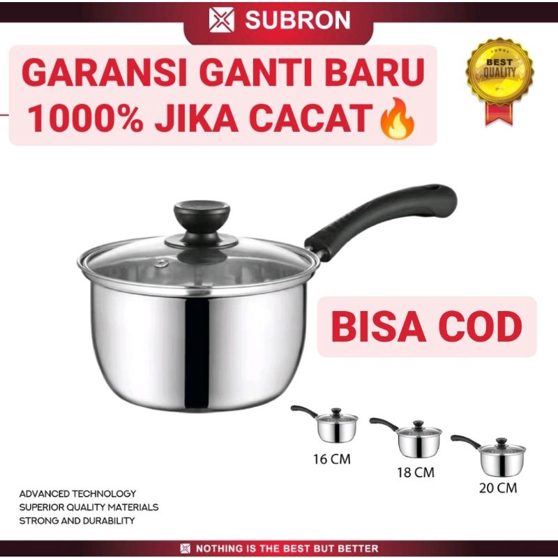 Panci Susu Milk Pot Stainless 16cm Tutup Kaca