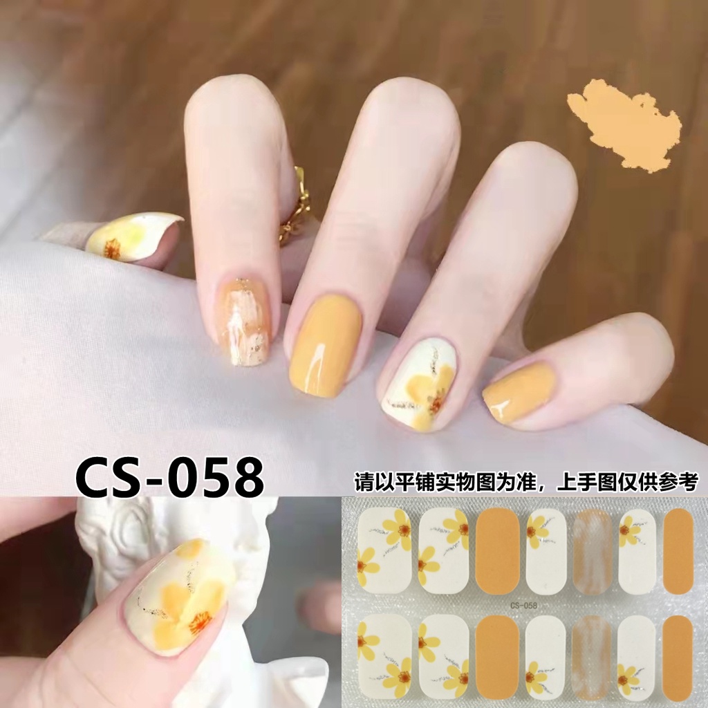 14pcs / Set Stiker Kuku Motif Kartun Warna Gradasi Anti Air / Racun Untuk Nail Art / Manicure DIY