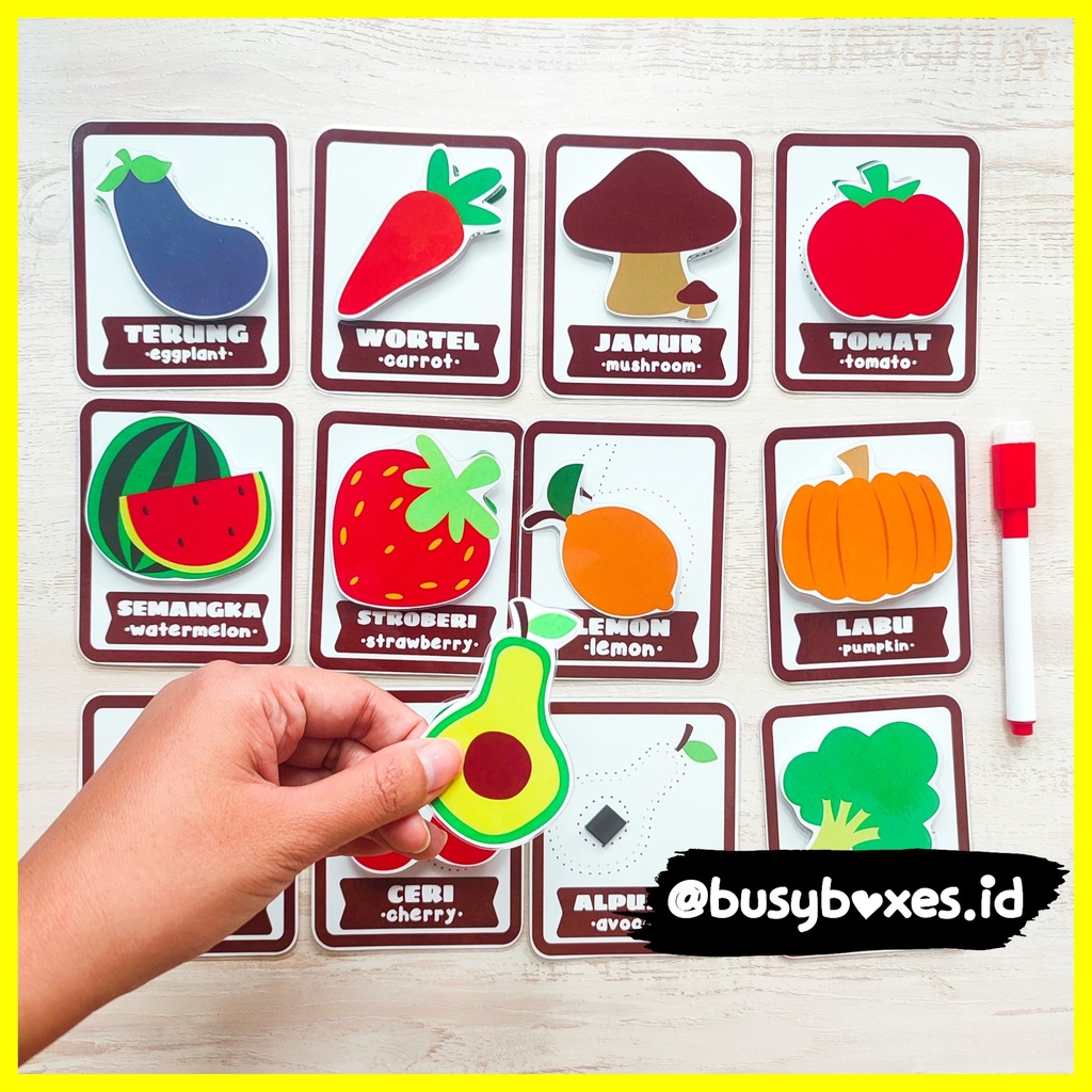 [busyboxes.id] Mainan Edukasi Flash Card Buah dan Sayur Vegetables Fruits Preschool Mainan Edukasi Prasekolah