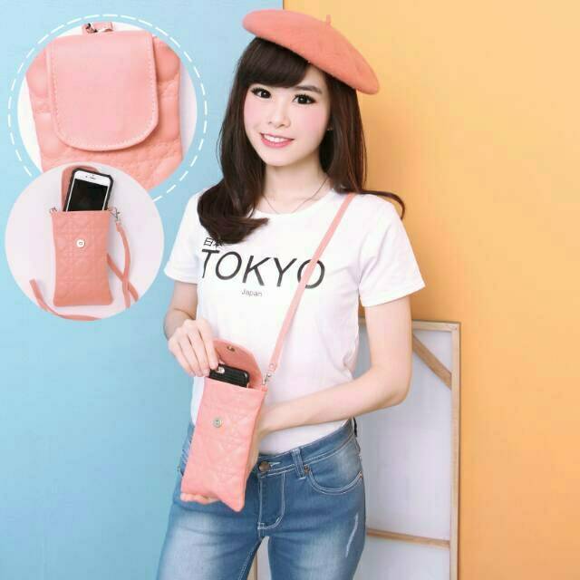 PROMO.. Tas Hp Corak Motif Jahit Selempang kekinian Selebgram Artis Wanita Serbaguna Aksesoris