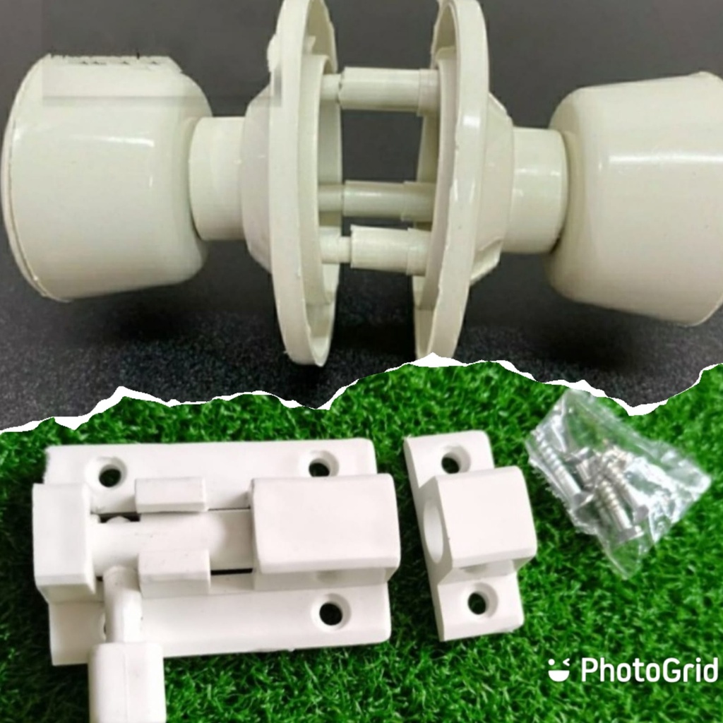 Paket Grendel kunci pintu + Pegangan Pintu PVC