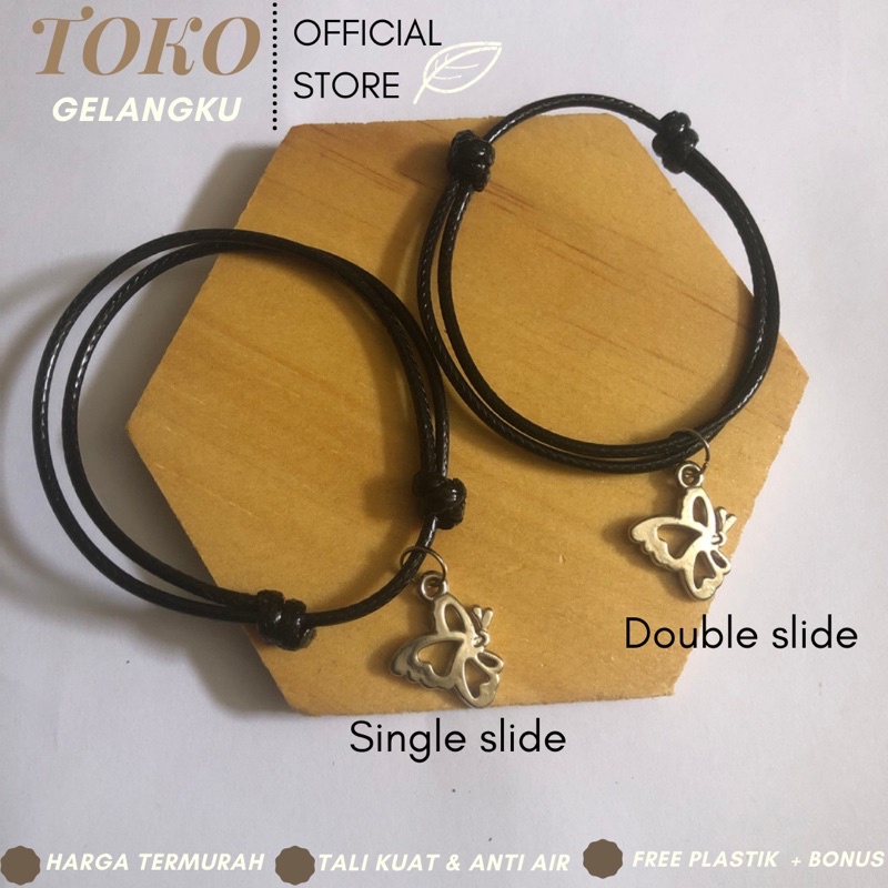 Gelang Kupu-Kupu Silver / Gelang Tali Pria Wanita Hits Kekinian Viral