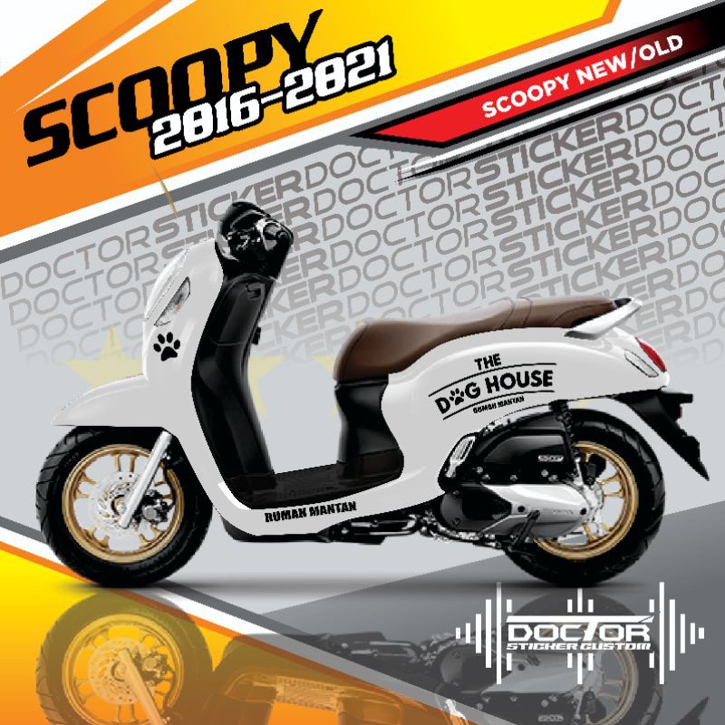 Stiker Cutting THE DOG HOUSE Stiker Body Samping Depan Belakang Motor Scoopy Vespa Vario Terbaru