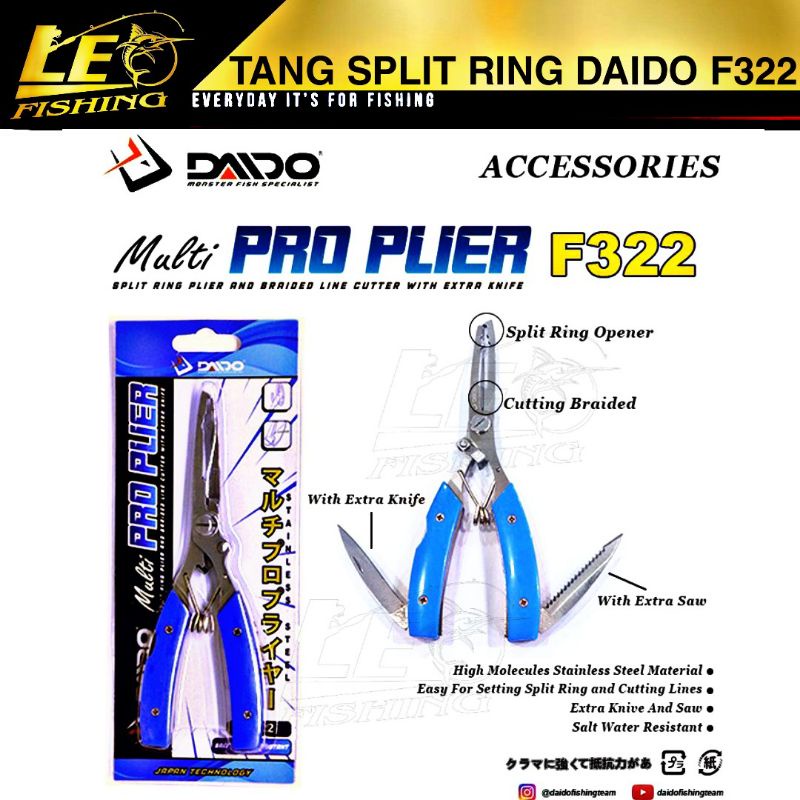 DAIDO MULTI PRO PLIER F322 TANG GUNTING MULTI DAN TANG SPLIT MULTI STAINLESS STEEL