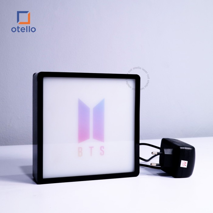 Acrylic Light Box Square BTS Logo | Lampu Tidur LED Kado Gift Hadiah Army Fans Bangtan Idol