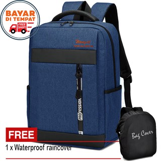 10.10 BRANDS FESTIVAL!! Tas Pria Tas Ransel Pria W80 Backpack Laptop Bahan Kanvas Tebal Free Bag Cover