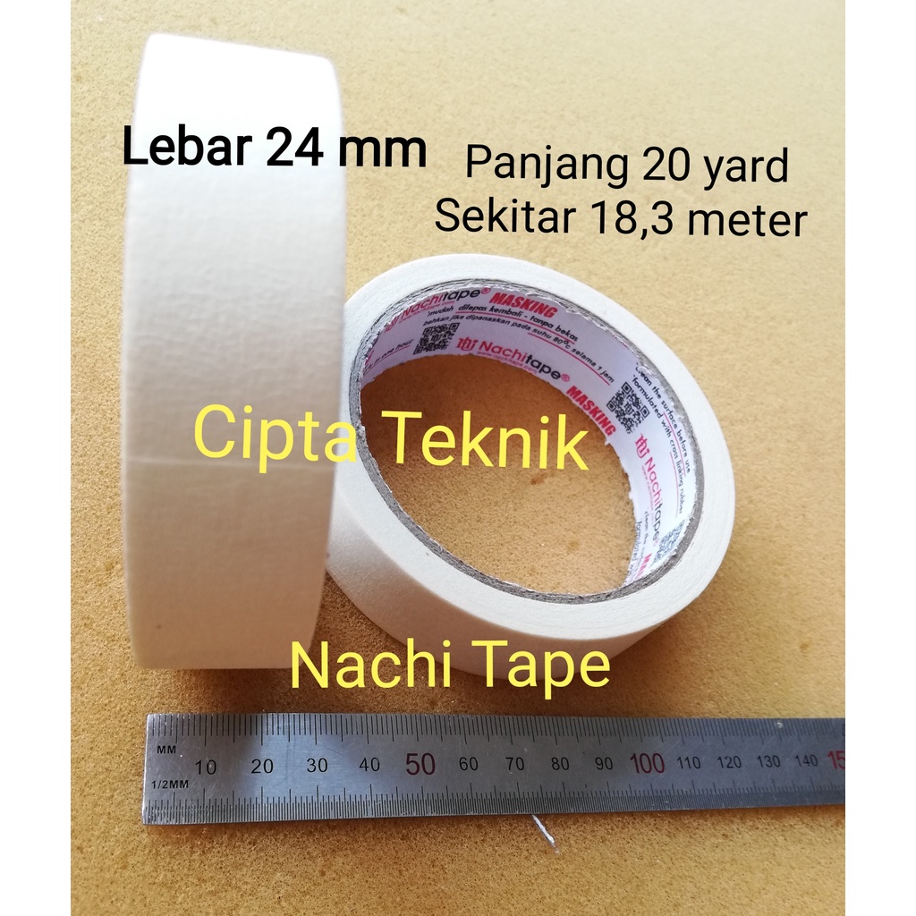 

Lakban kertas Nachi 24 mm x 20 yard Masking tape nachi 24mm selotip 1inchi