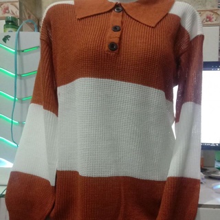 SWEATER RAJUT POLOK KNIT MOTIF TERBARU/SWEATER  BLOUSE RAJUT WANITA KOREAN STYILE