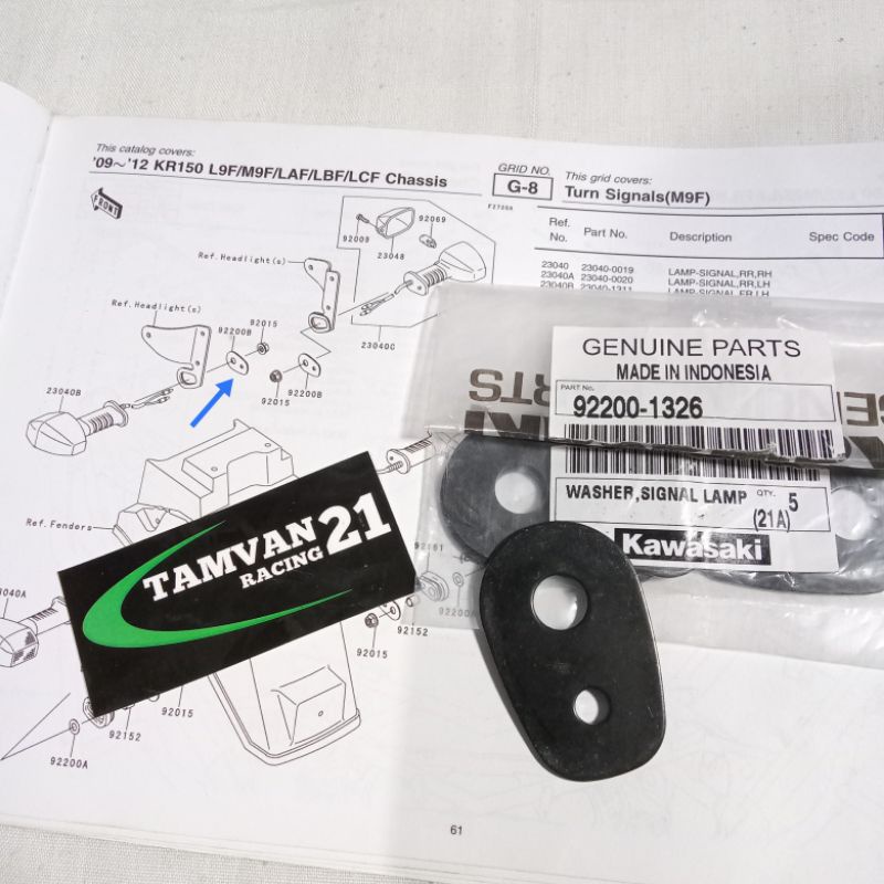 WASHER BESI TATAKAN LAMPU SEN SEIN NINJA R SS ORIGINAL 92200-1326