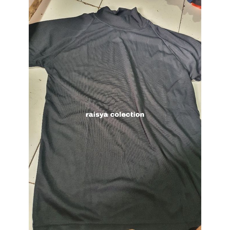 kaos dalaman polos hitam leher tinggi / kaos satpam / kaos linmas