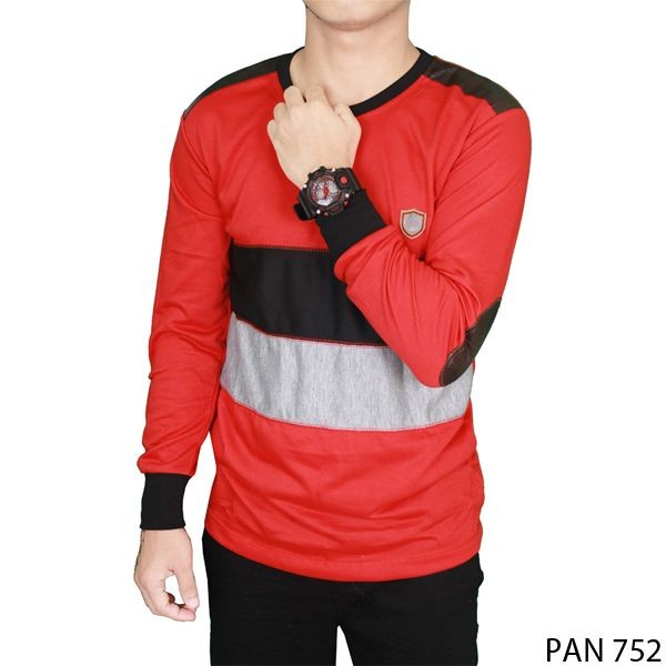 Long Sleeve Distro Men Tshirt Baby Tery Merah – PAN 752