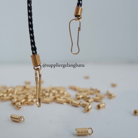 UJUNG TALI CONNECTOR 2mm SPRING CORD end per KONEKTOR GOLD masker