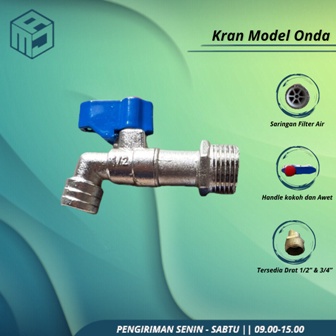 kran tembok panjang keran tembok gagang biru 1/2 dan 3/4 inci