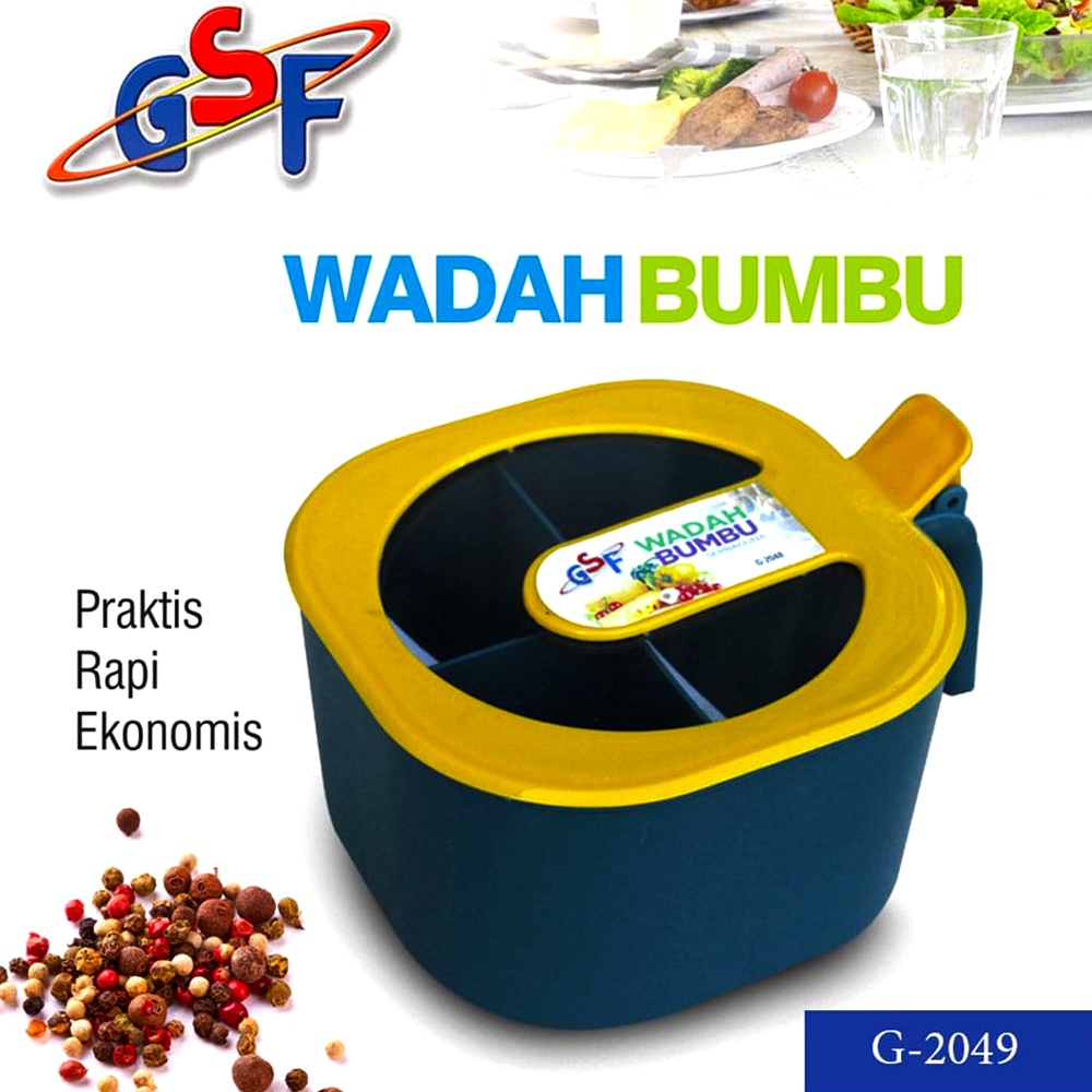 Tempat Bumbu Dapur GSF Plastik 4 sekat + Sendok / TEMPAT BUMBU