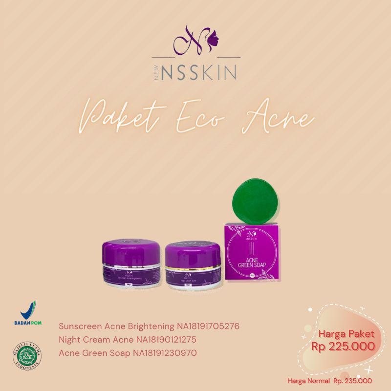 Paket Eco Acne New Nsskin Skincare Jerawat BPOM