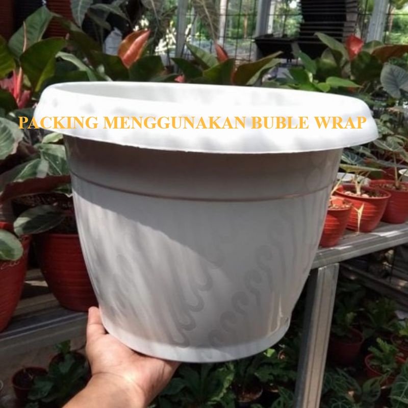 pot tanaman bunga jumbo hias besar  Sultan Putih Besar Diameter 30 cm Motif Batik