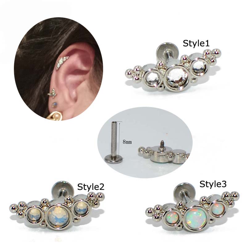 1pc Anting Tindik Tragus Spiral Bahan Stainless Steel 16g