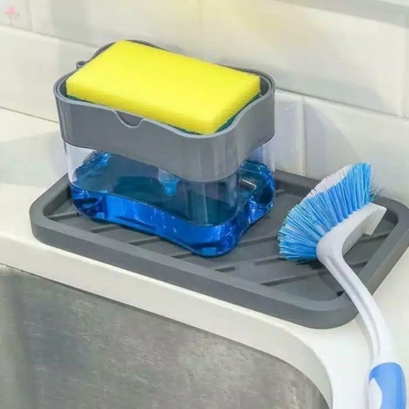 Dispenser Sabun Cuci Piring Free Sponge | Tempat Sabun Busa Spons Peralatan Dapur-5