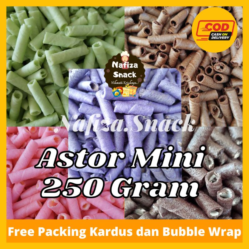 

SNACK 250 Gram Astor Mini Aneka Rasa Cokelat,Oreo,Strwberry,Pandan,Blueberry/Snack Kiloan/Nafiza Snack