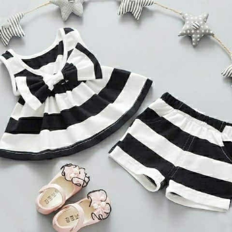 SET STRIP RIBBON CACA KIDS BAJU SETELAN ANAK PEREMPUAN 3-5 TAHUN