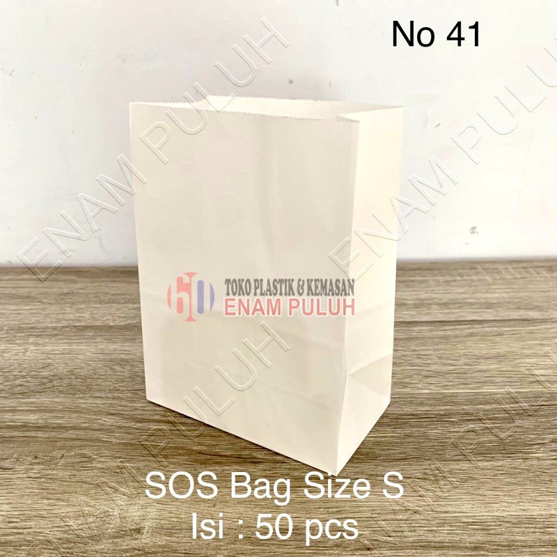 

Paperbag Kantong Kertas SOS White Putih Polos isi 50 pcs Size S 41 Souvenir