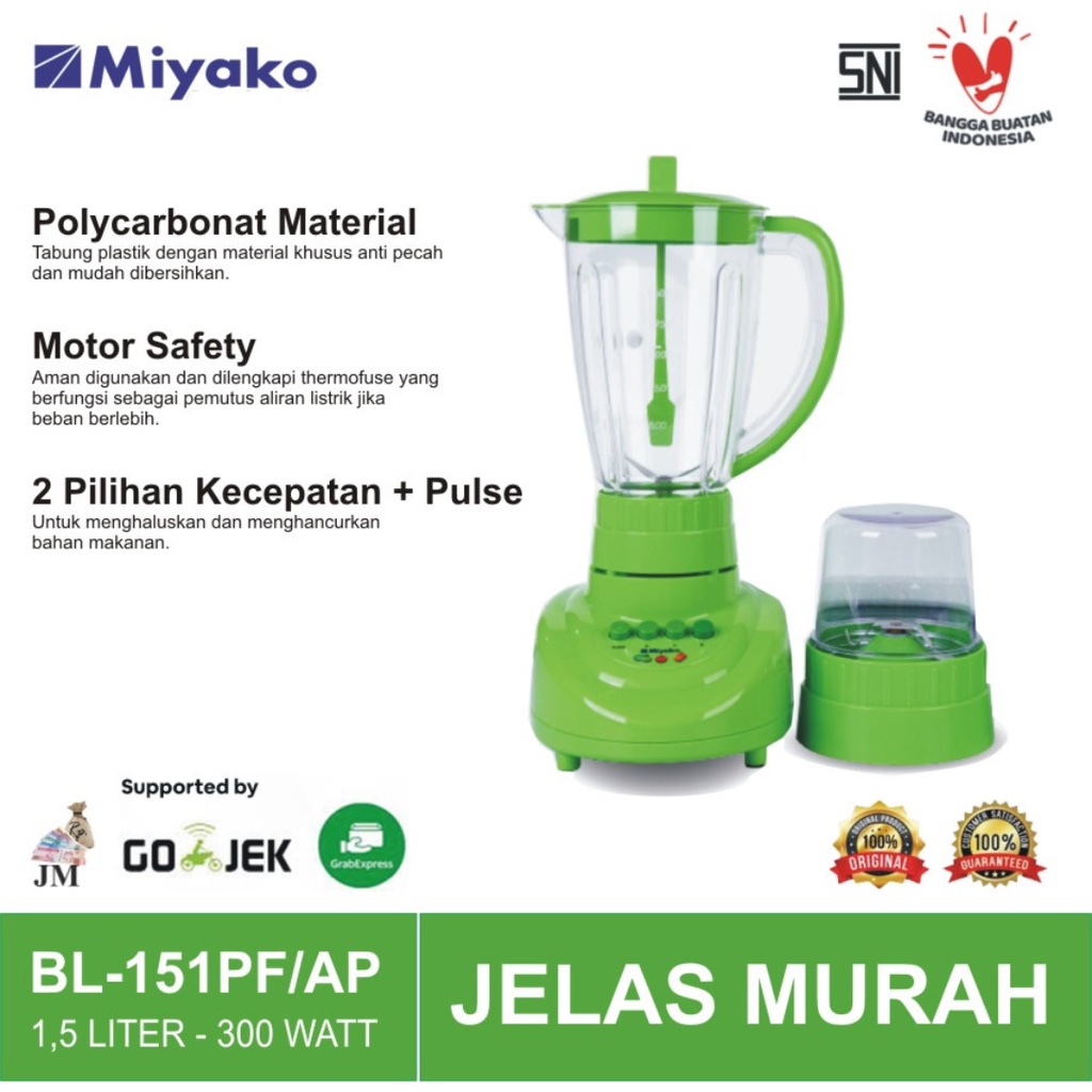 Miyako BL-151PF/AP Blender Plastik 1.5 Liter BL-151 PF/AP - BL 151 PF/AP - BL151PF/AP