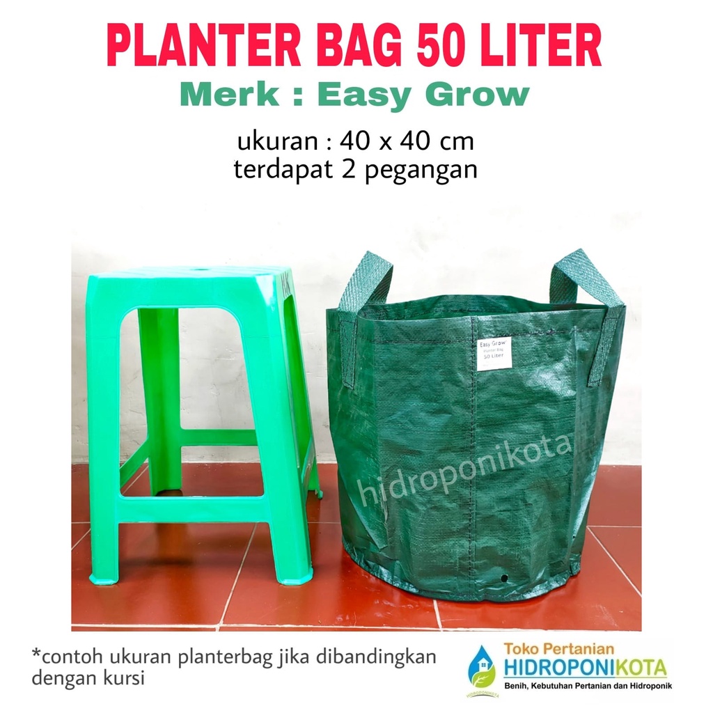 EASY GROW - PLANTER BAG 50 LITER - size 40 x 40 cm - planterbag easy grow - merk EASY GROW ASLI